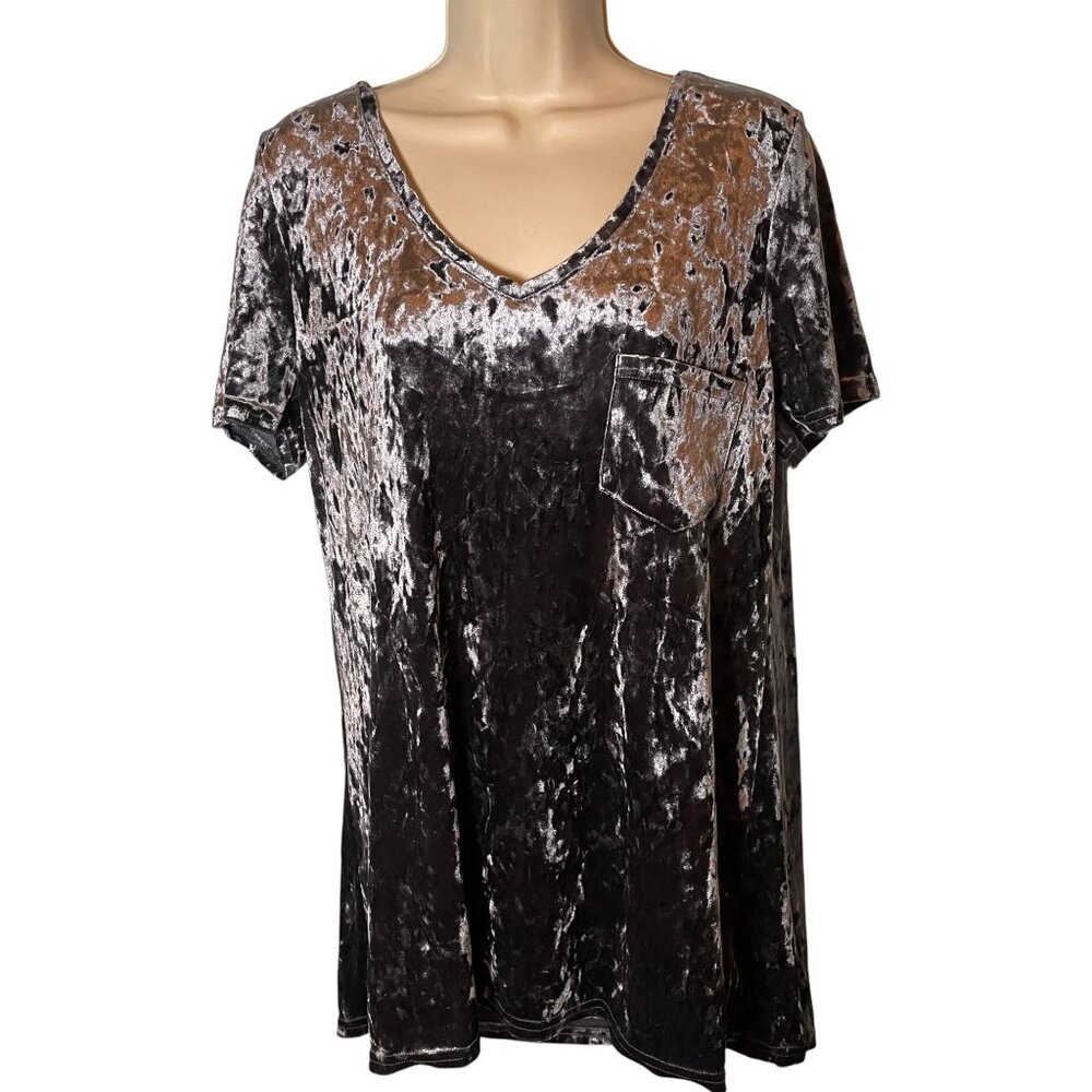 Spring + Mercer Velvet Tunic Top Pewter M Legging‎ Tee Soft Stretch Whimsigoth